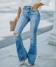 Women's flared pants, high waist ripped stretch flared pants
